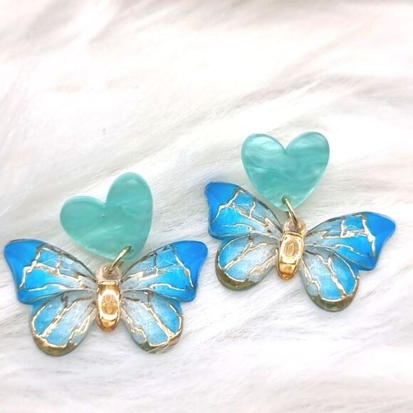 New BUTTERFLY dangle earrings with 925 silver posts - Picture 5 of 13